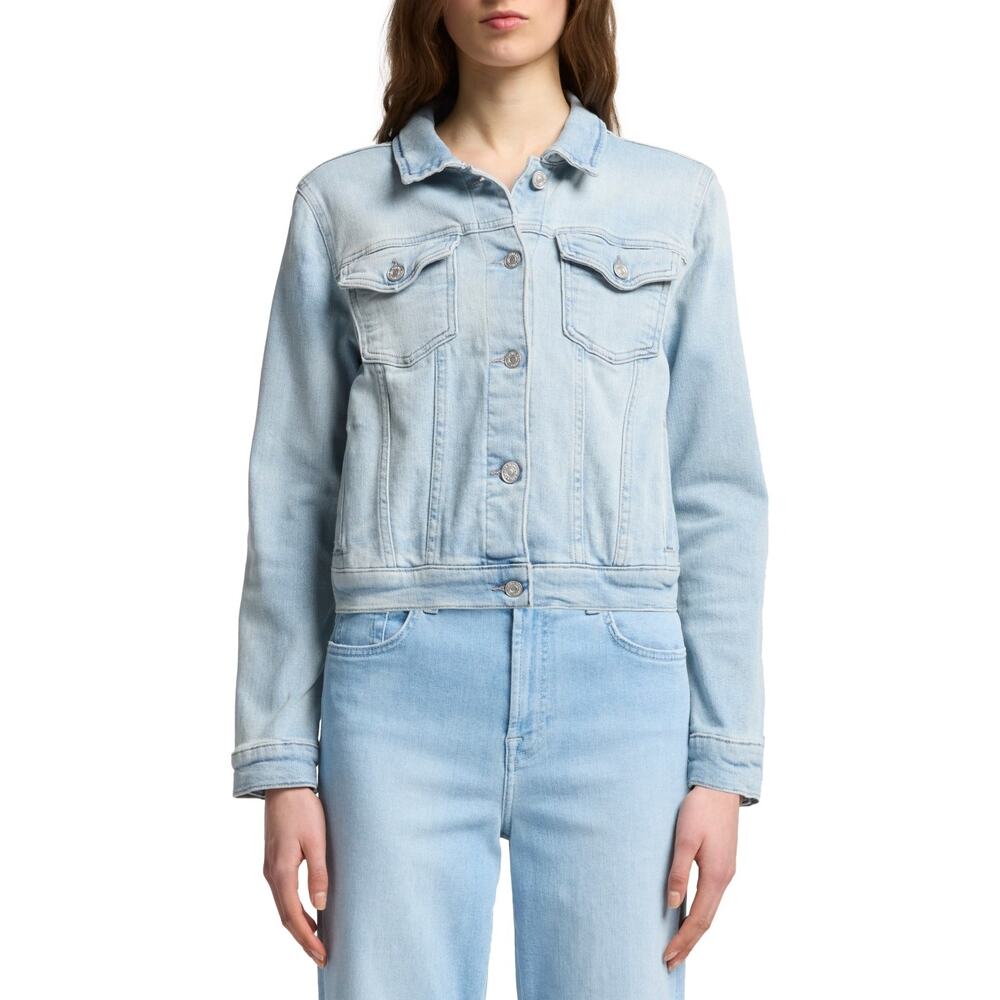 7 for All Mankind Women's Classic Denim Trucker Jacket Large NWT - Picture 3 of 6
